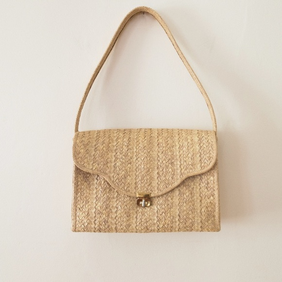 RARE Vintage Ivy Simms Woven Rattan shoulder  Handbag by Simms Handbags - Picture 1 of 15